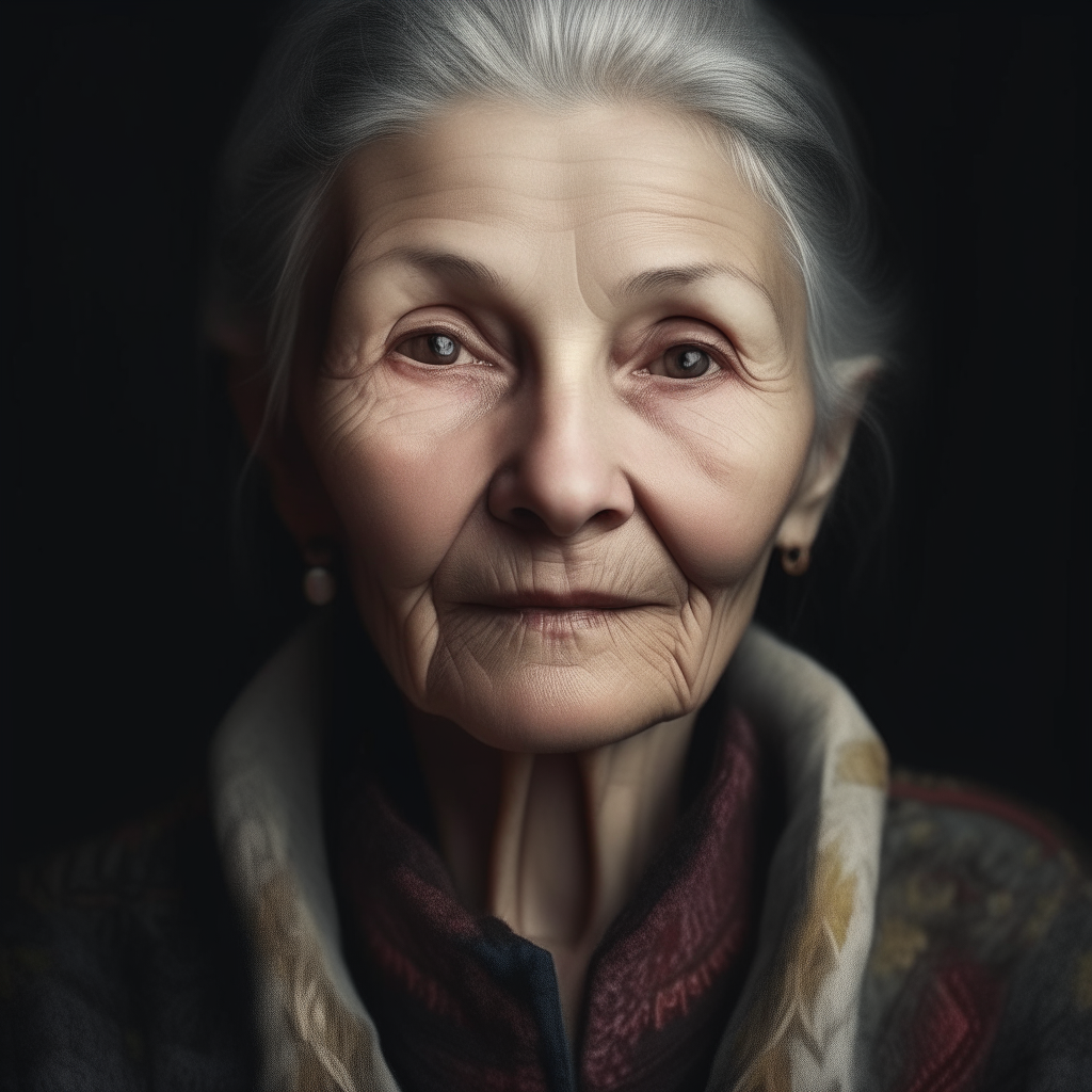 portrait of a 55 year old Ukrainian woman, resemblance to the father in image-5