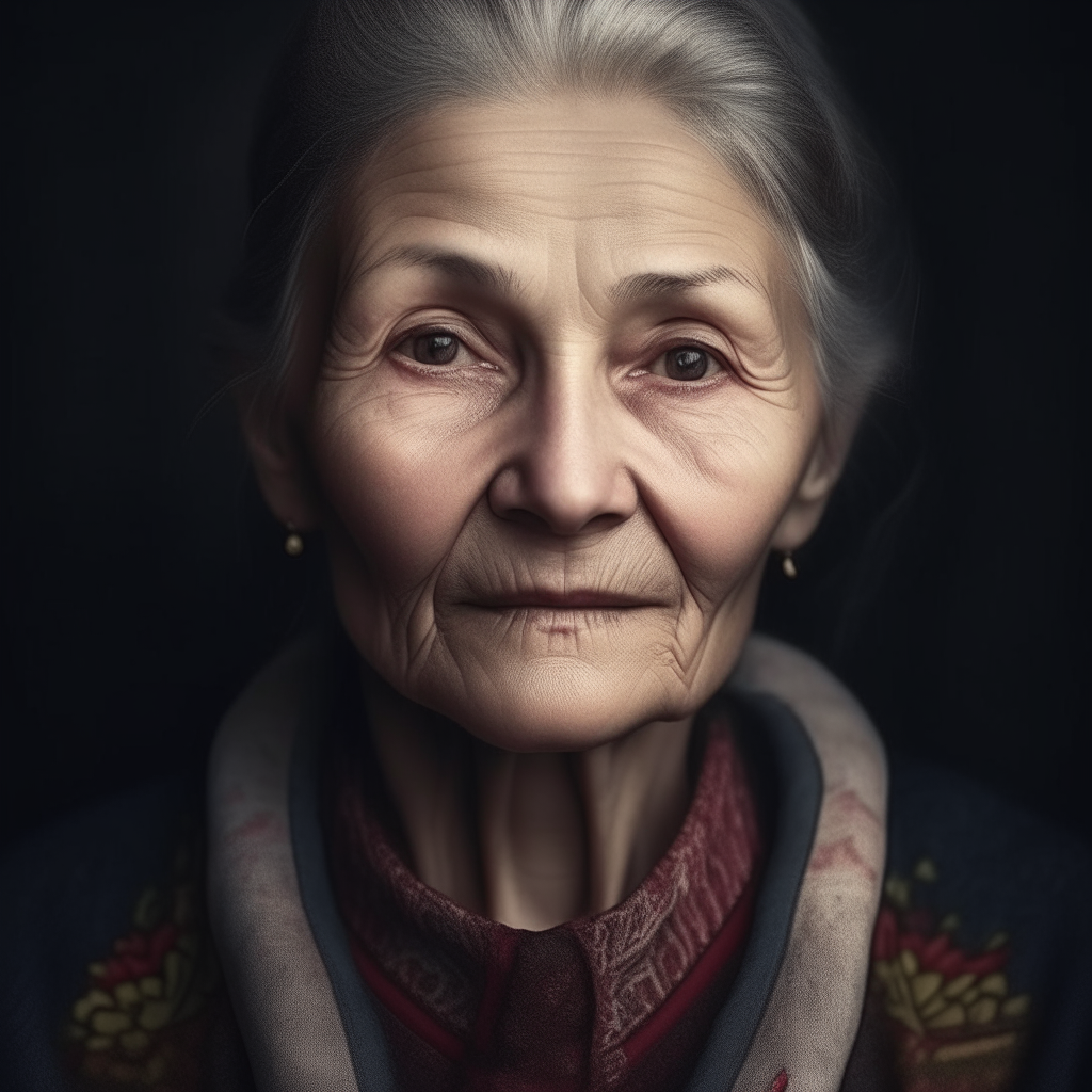 portrait of a 50 year old Ukrainian woman, resemblance to the father in image-5