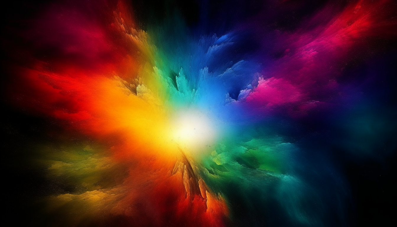 a rainbow explosion in space