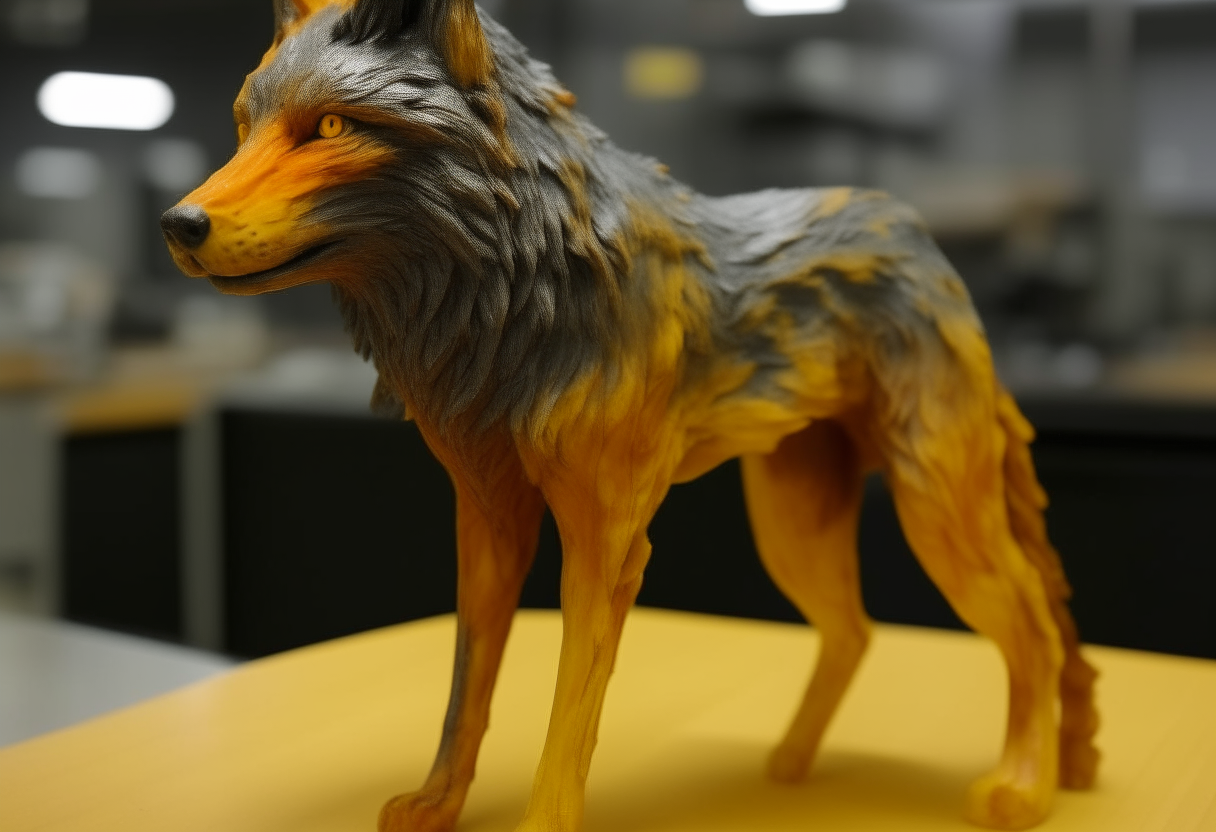 A wolf  made by wax 