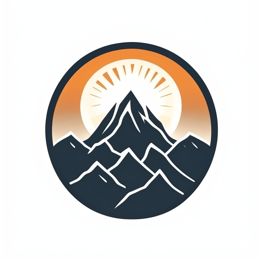 Logo for Montagna Sol with mountain silhouette and rising sun symbol