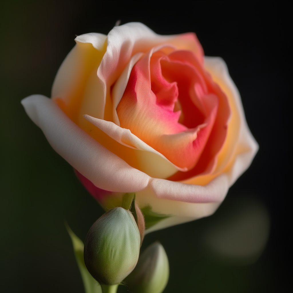 A rosebud starting to open its petals