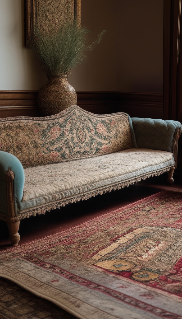 vintage sofa with ornate rug,... | Image by BoulderUndaunted | Genmo