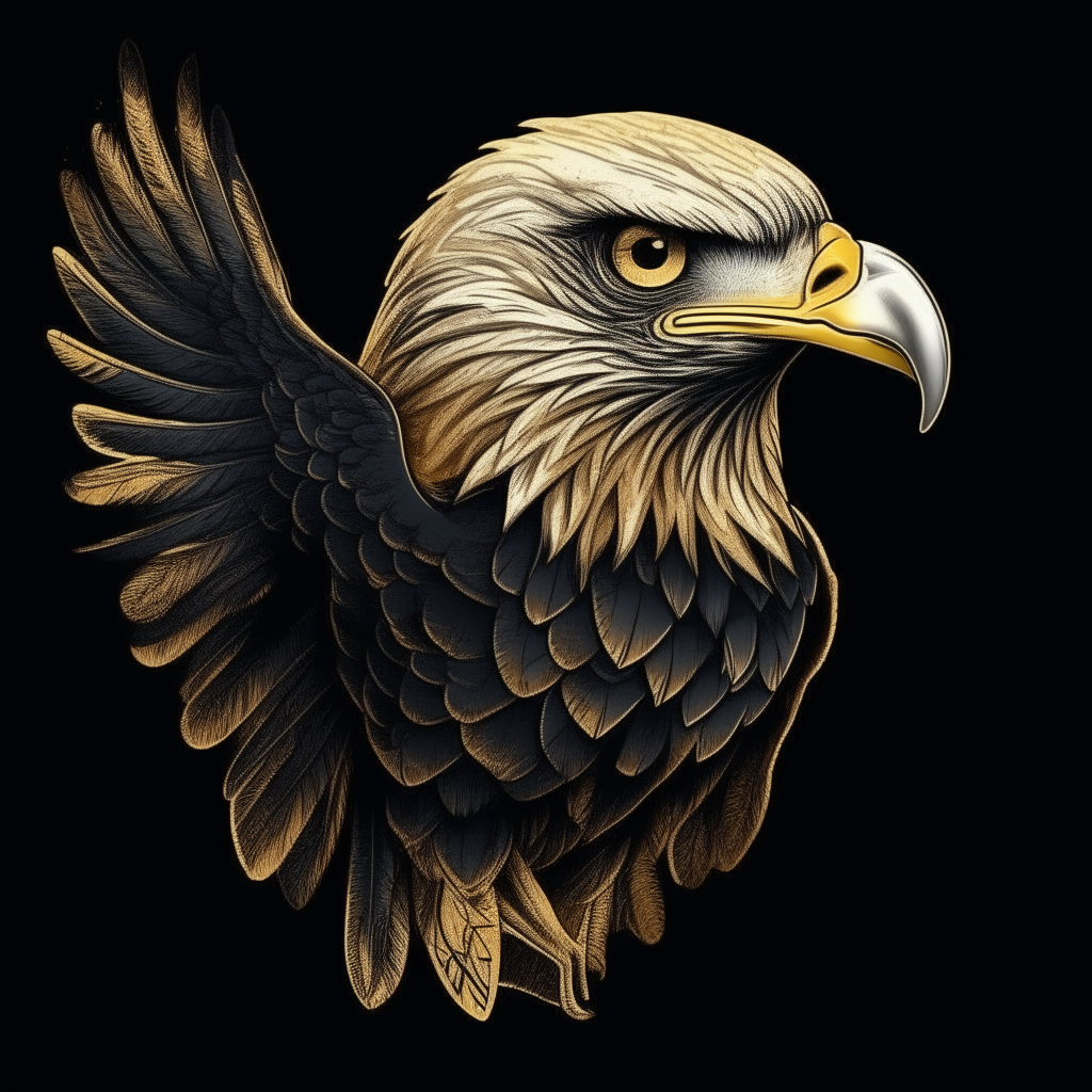 the eagle design from the t-shirt, isolated on a plain background