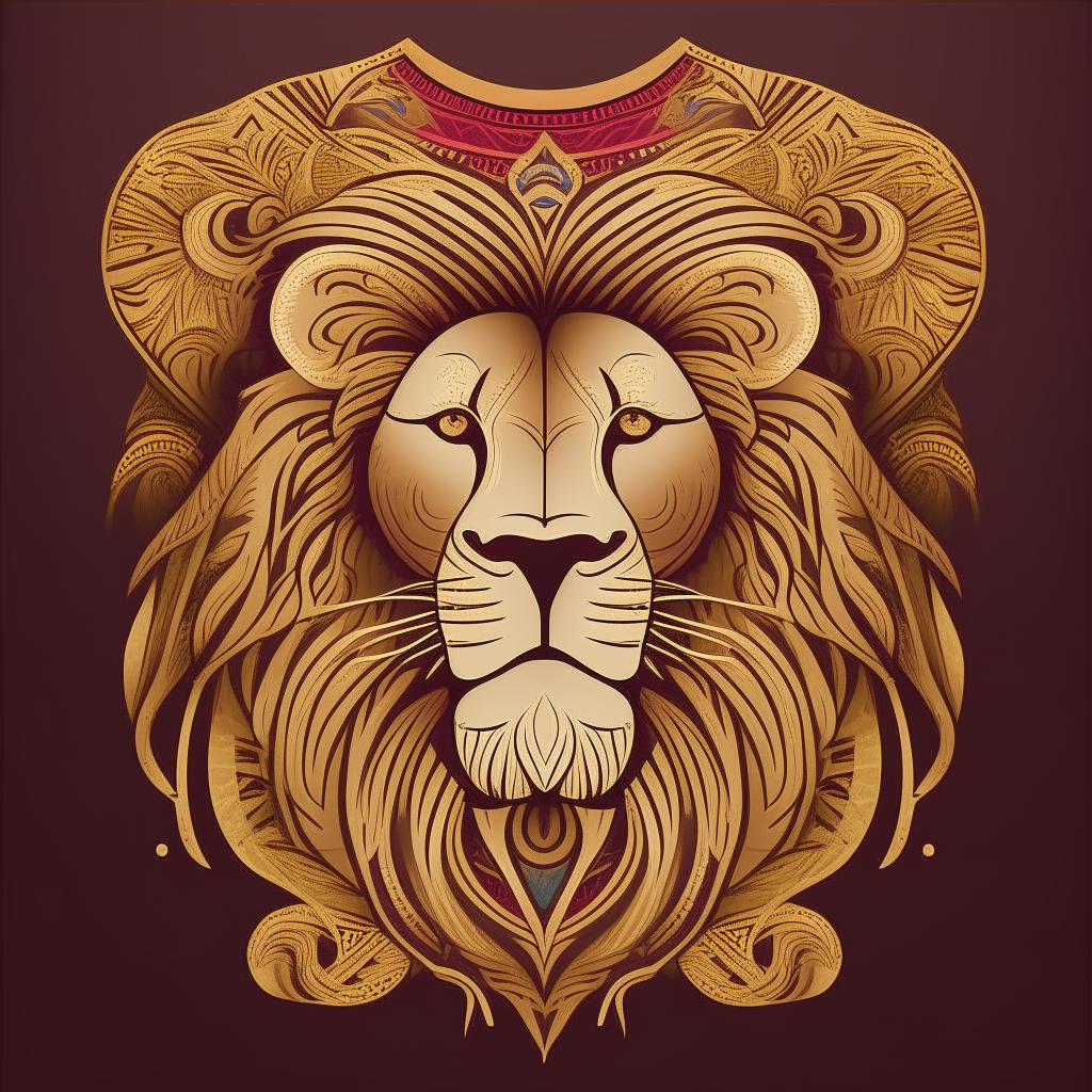 An enlarged version of just the lion motif front design from image 6