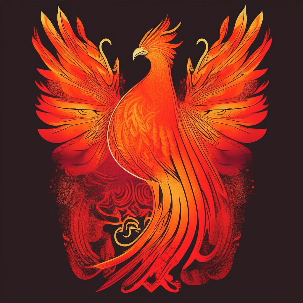 A close-up of just the phoenix bird front design from image 7