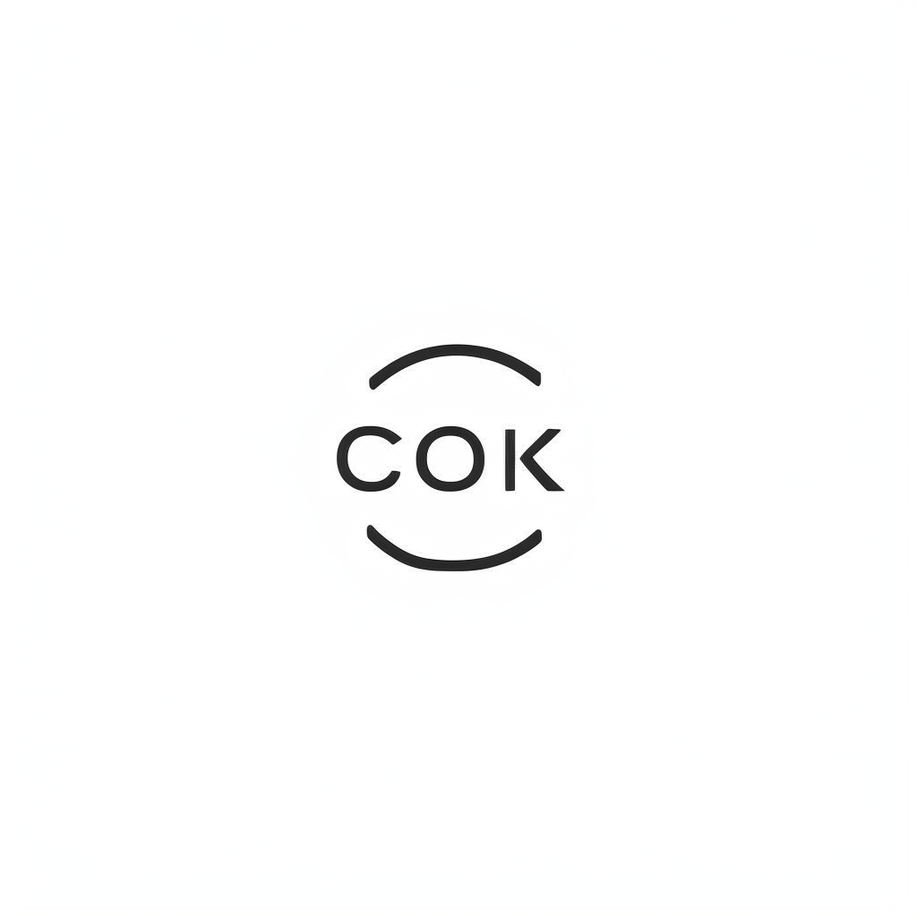 a minimalist logo with the word cook in a sans-serif font on a white background