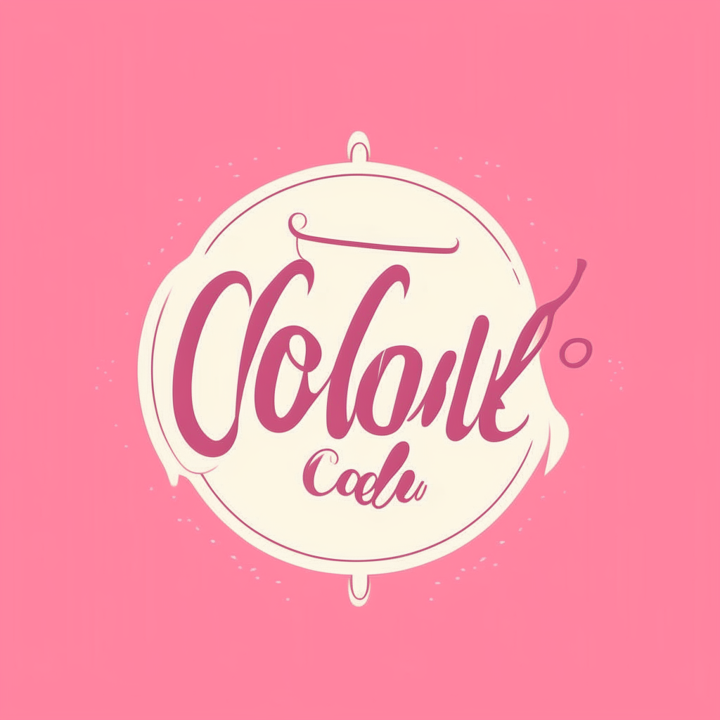 a retro style logo with the word cook in a script font on a pink background