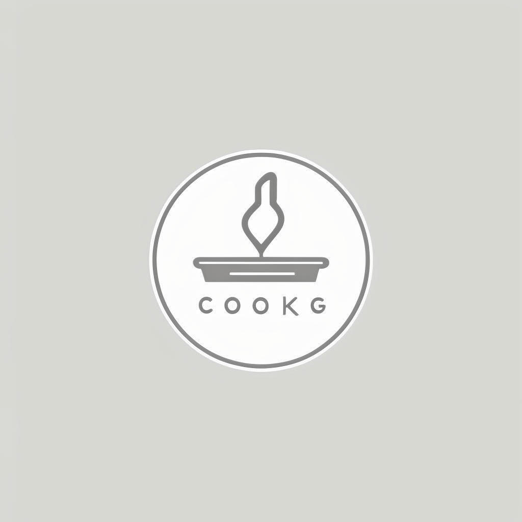 a minimalist logo with the word cooking in a sans-serif font on a light grey background