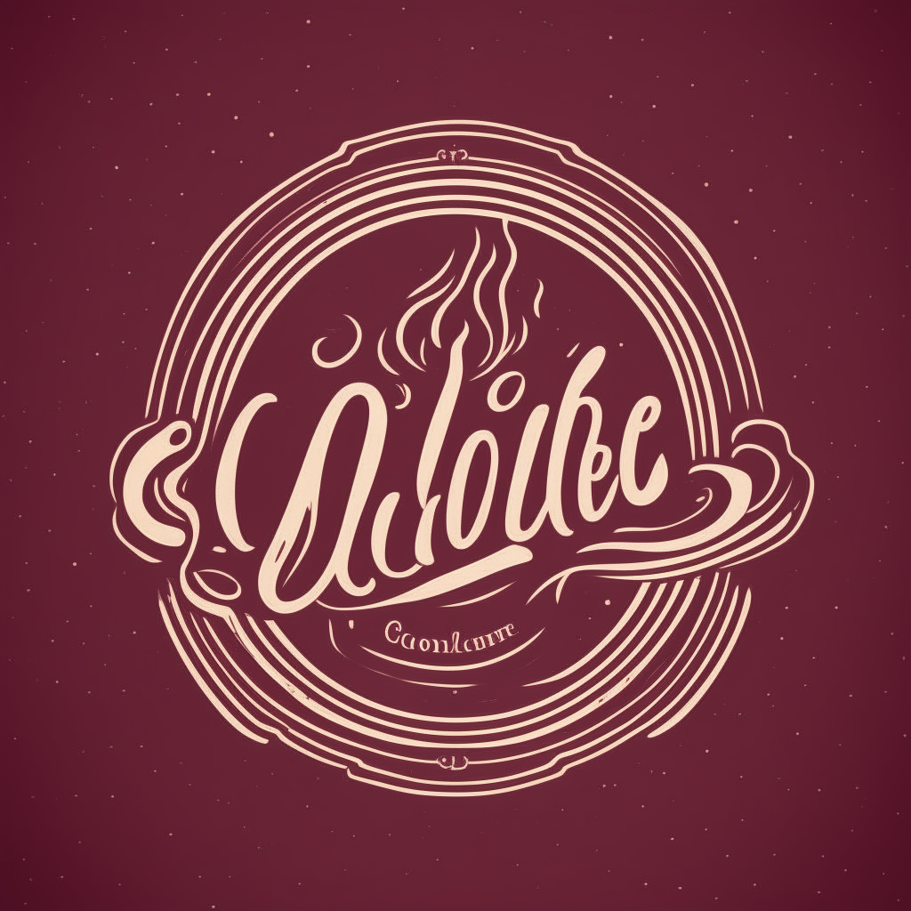 a retro style logo with the word cooking in a script font on a burgundy background