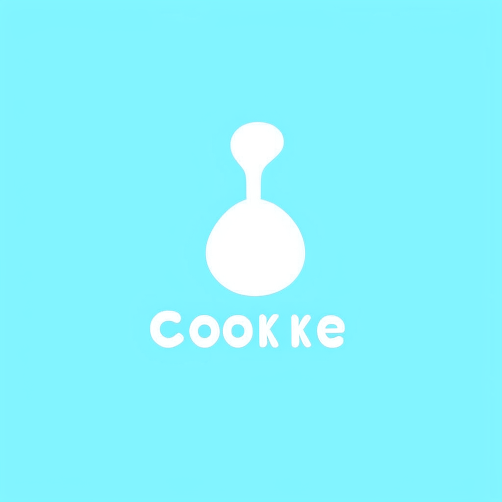 a minimalist vector logo with the word cooking in a sans-serif font on a light blue background