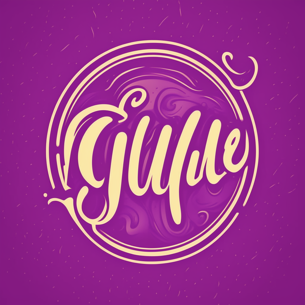 a retro style vector logo with the word cooking in a script font on a purple background