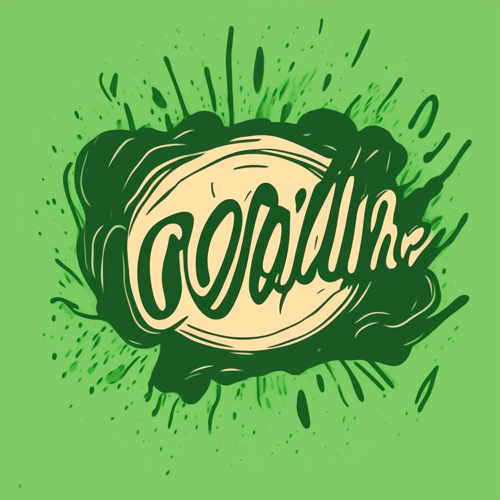 a fun handdrawn vector logo with the word cooking in brush strokes on a green background