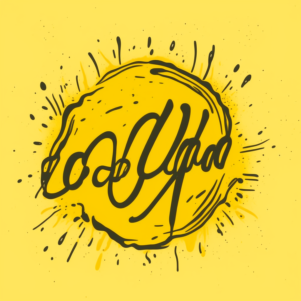 a fun handdrawn vector logo with the word cooking in brush strokes on a yellow background