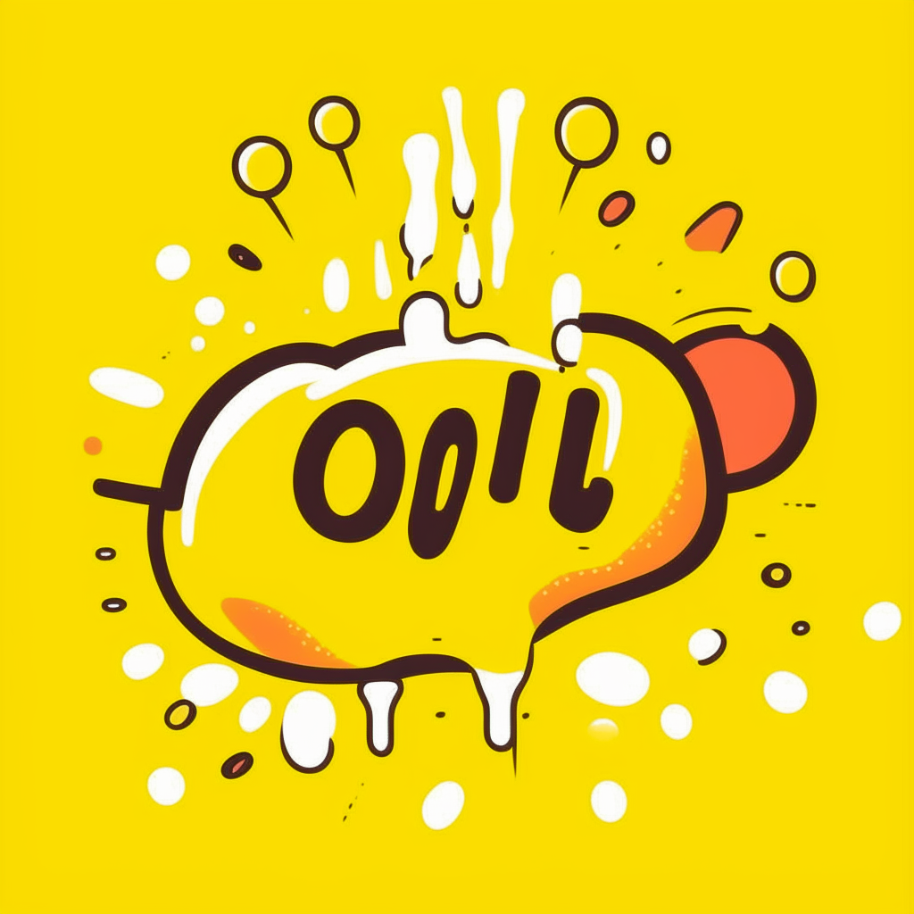 a cartoon logo with the word cooking in a bubbly font on a yellow background