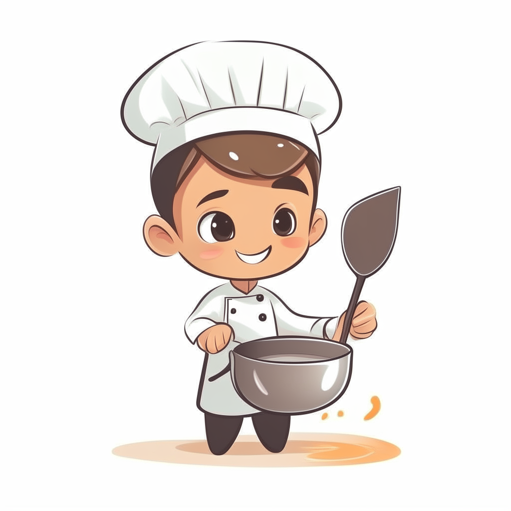 simple cartoon of a chef boy stirring food