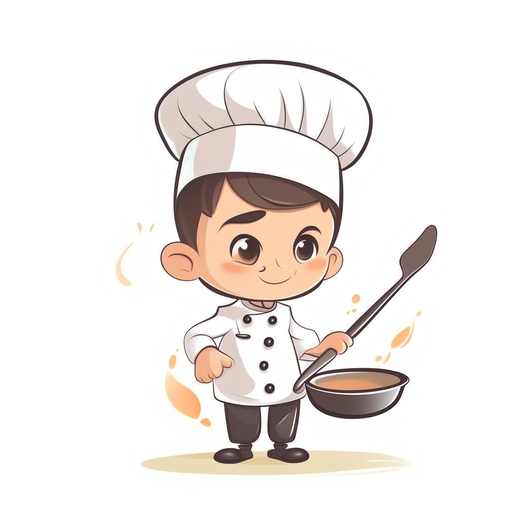 simple cartoon of a chef boy stirring food