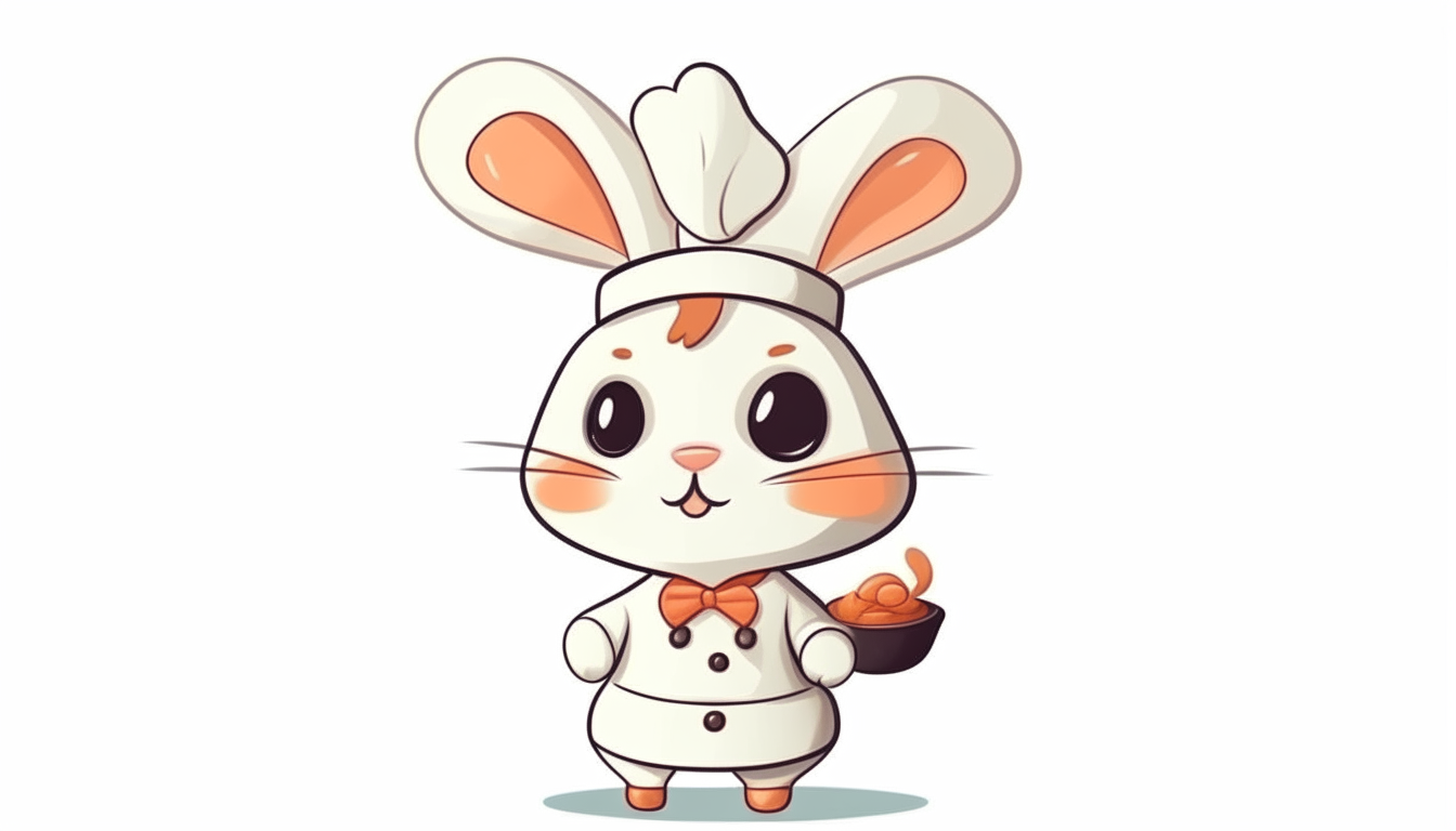 chef cute bunny. cartoon. no background