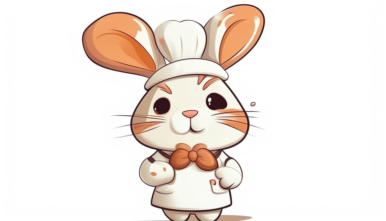 chef cute bunny. cartoon. no background