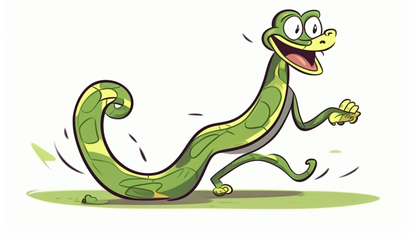 snake running with legs. cartoon
