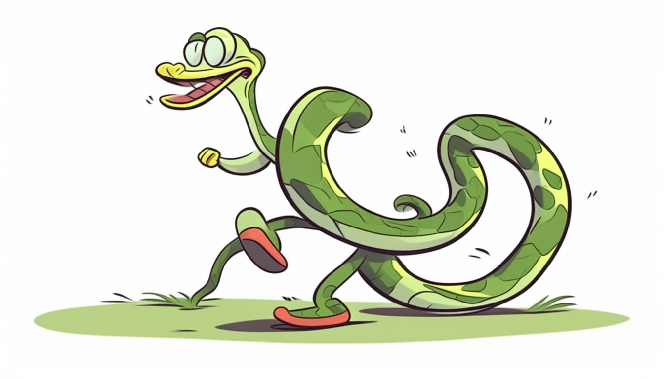 snake running with legs. cartoon