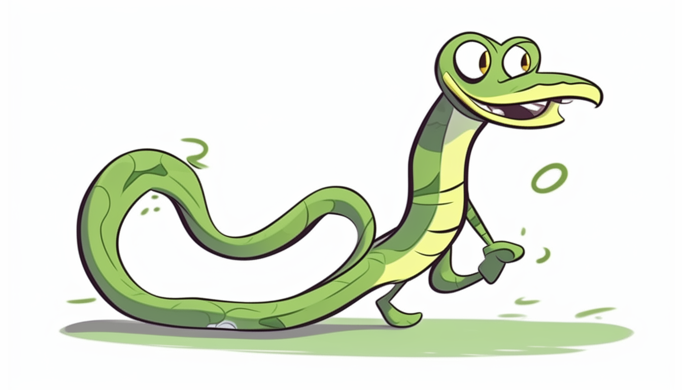 snake running with legs. cartoon