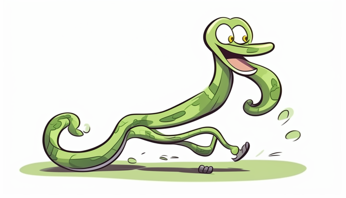 snake running with legs. cartoon