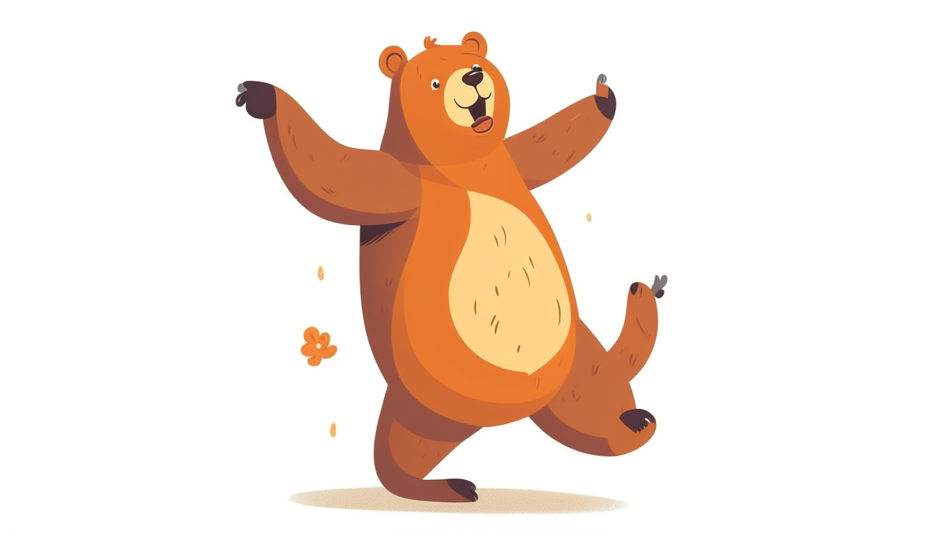 bear dancing. cartoon. no background