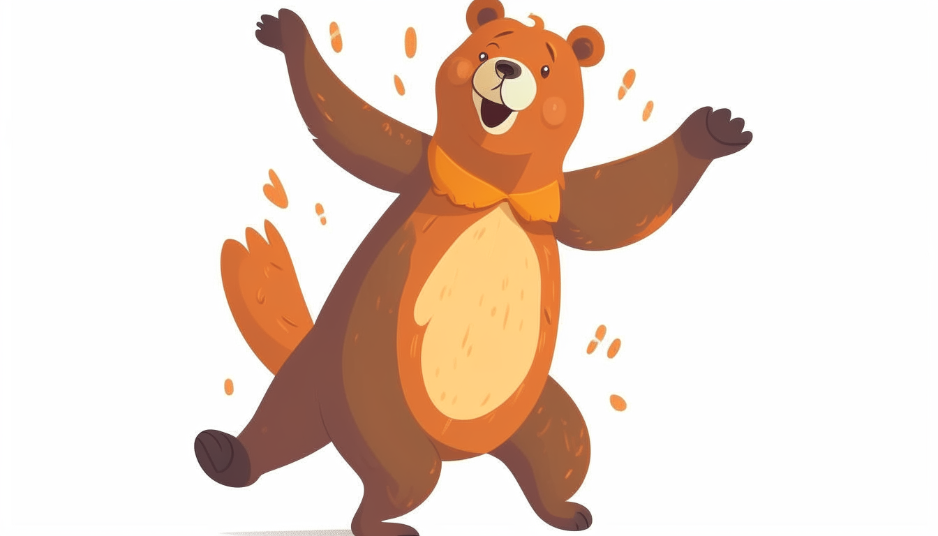 bear dancing. cartoon. no background