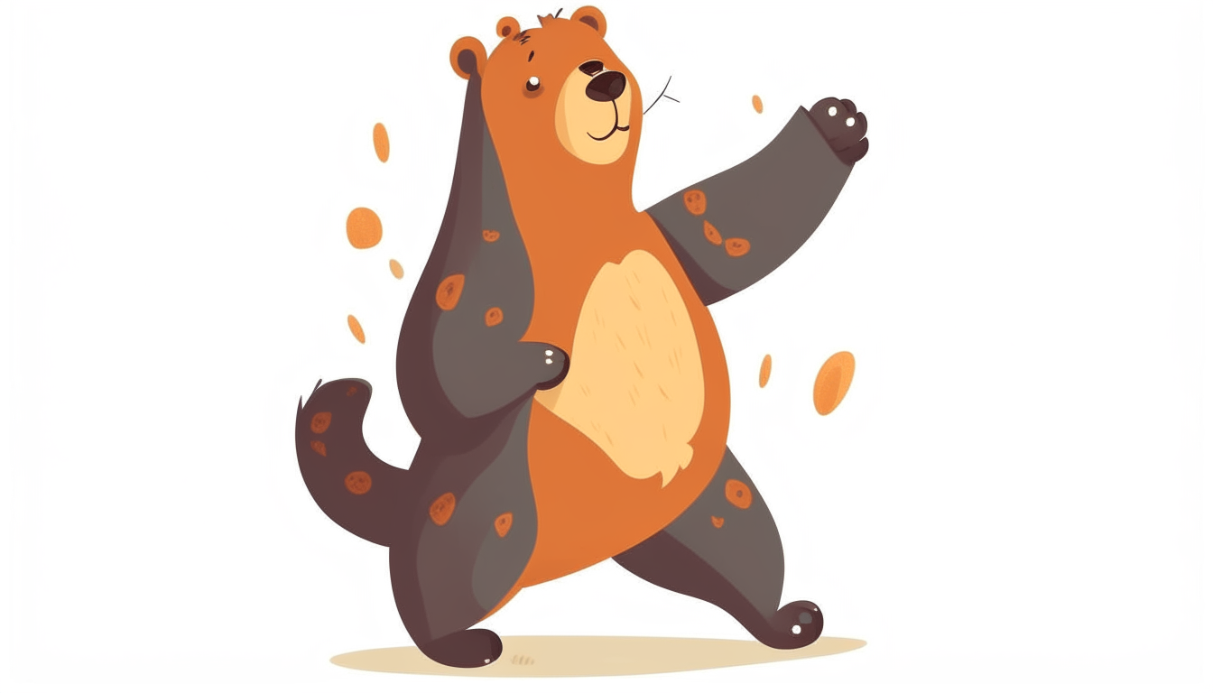 bear dancing. cartoon. no background