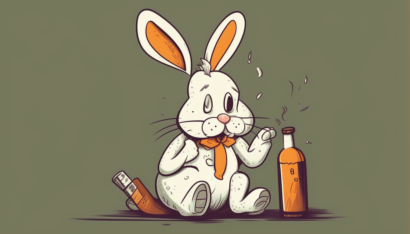 drunk bunny. cartoon