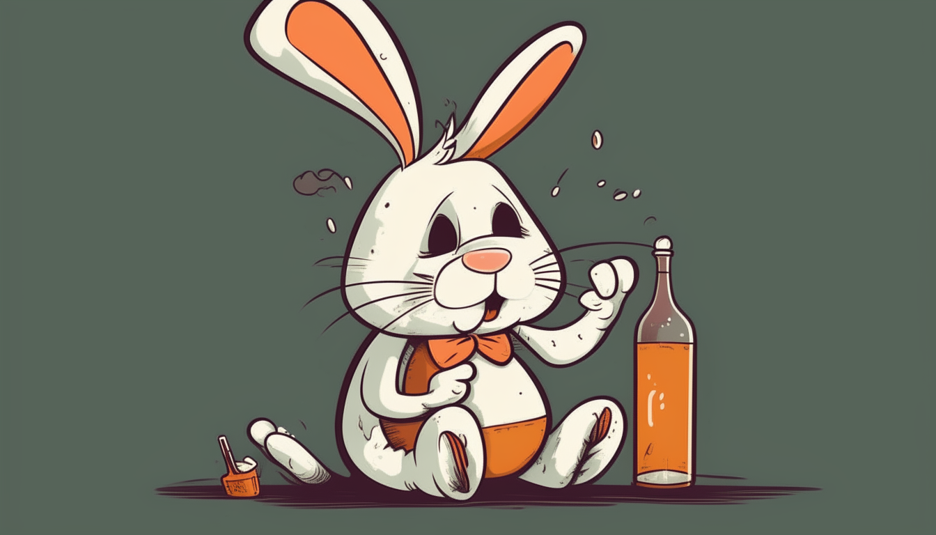 drunk bunny. cartoon
