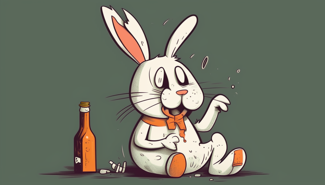 drunk bunny. cartoon