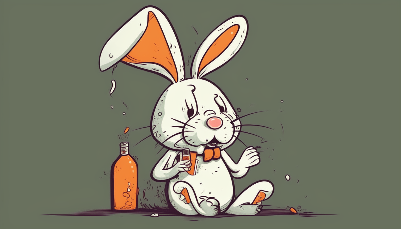 drunk bunny. cartoon