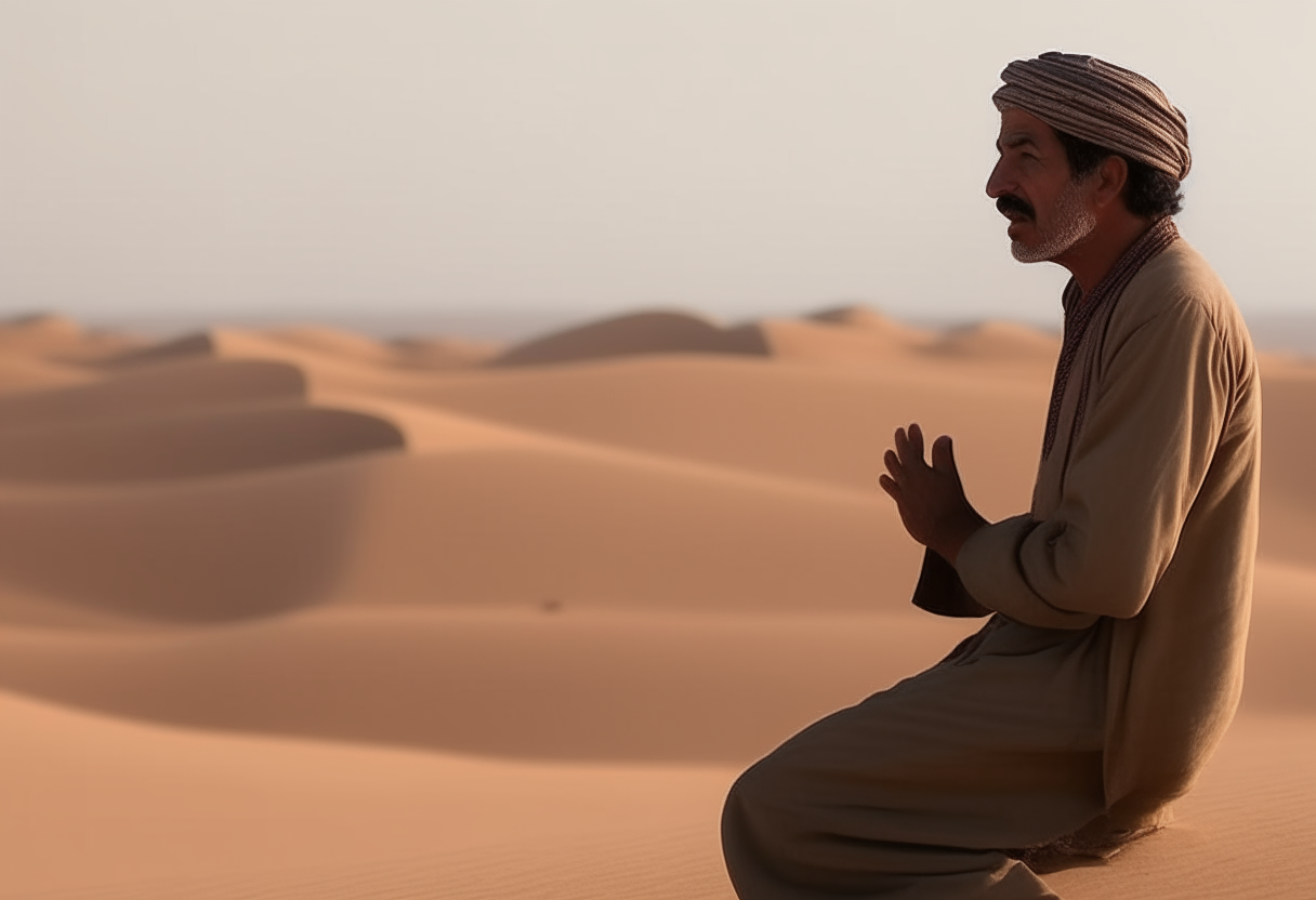 a man talking in the desert 