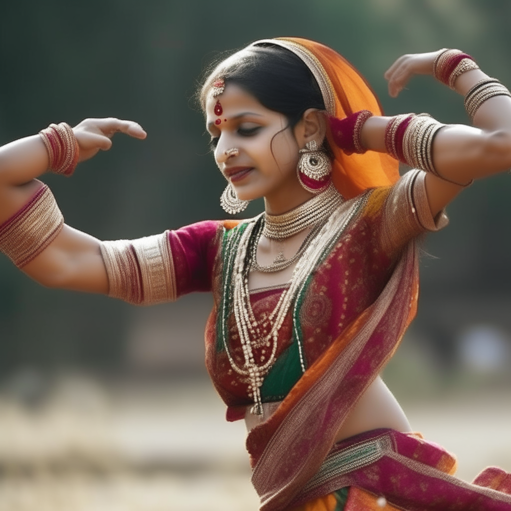 a dancing indian traditional women dancing 