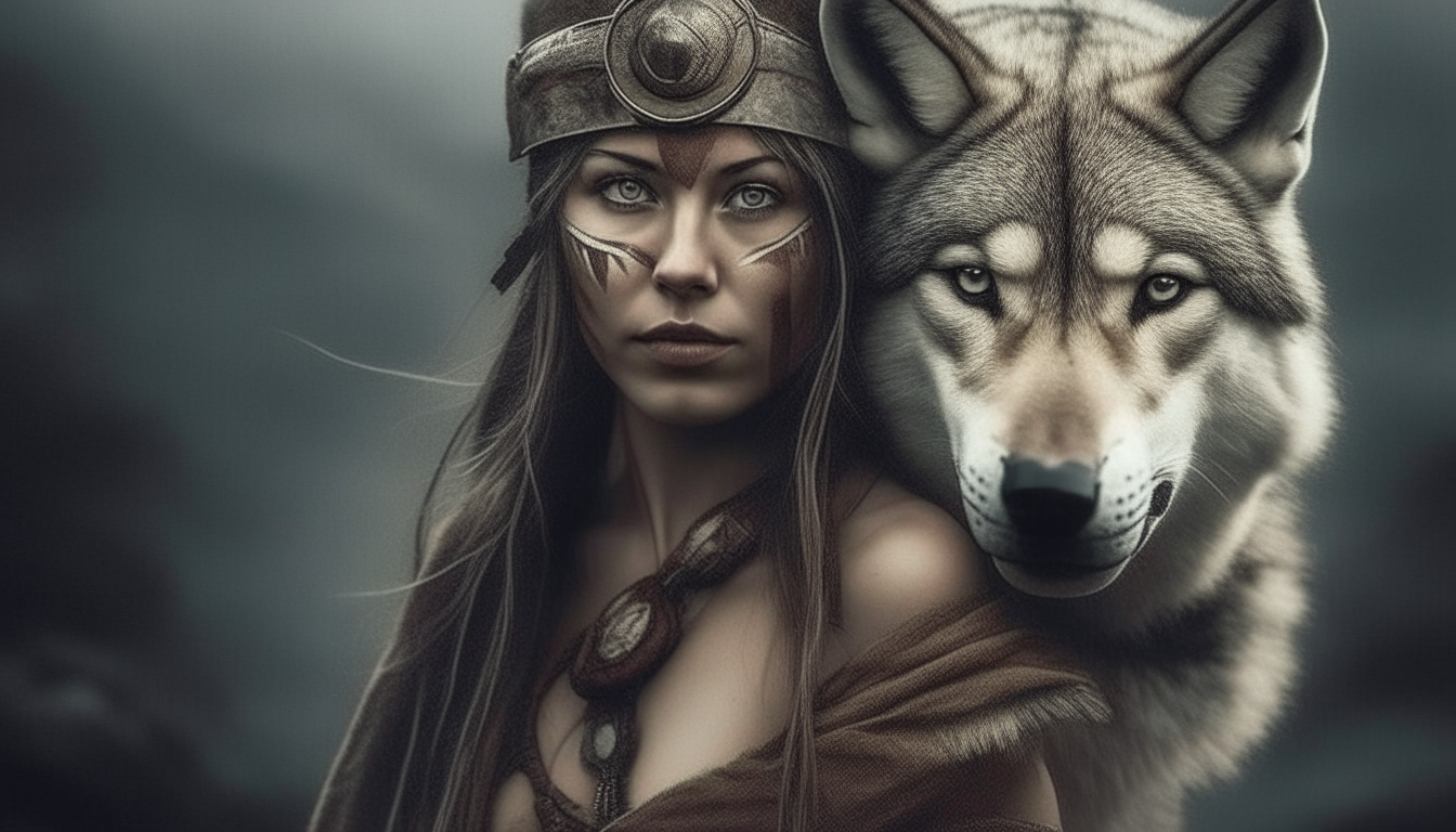 wolf woman. warrior. surreal.