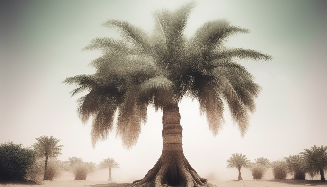 A tree emerging from palms. surreal.
