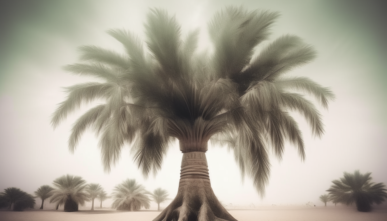 A tree emerging from palms. surreal.