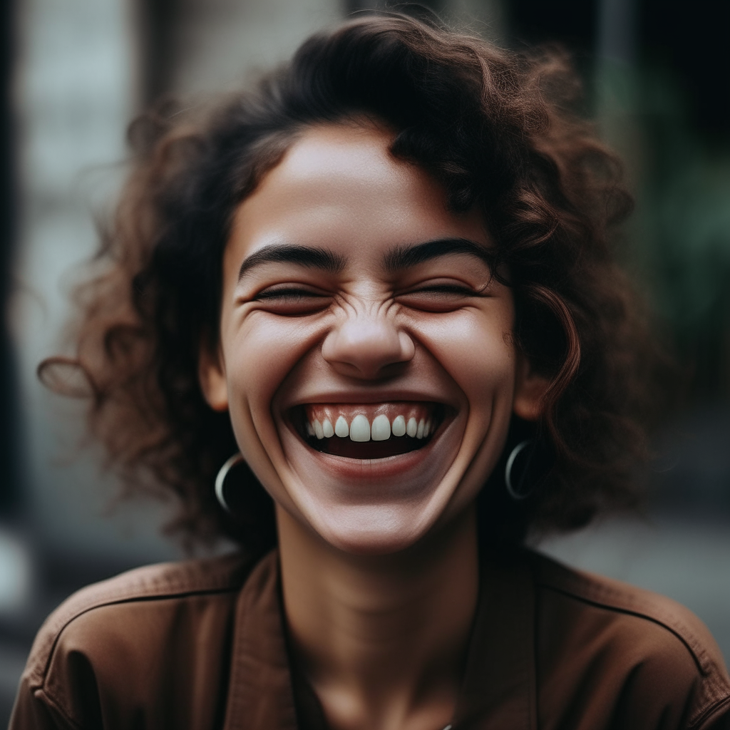 A happy woman with a big smile