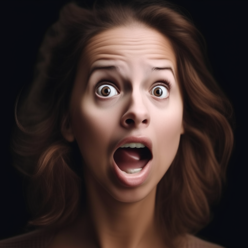 A surprised woman with her mouth open