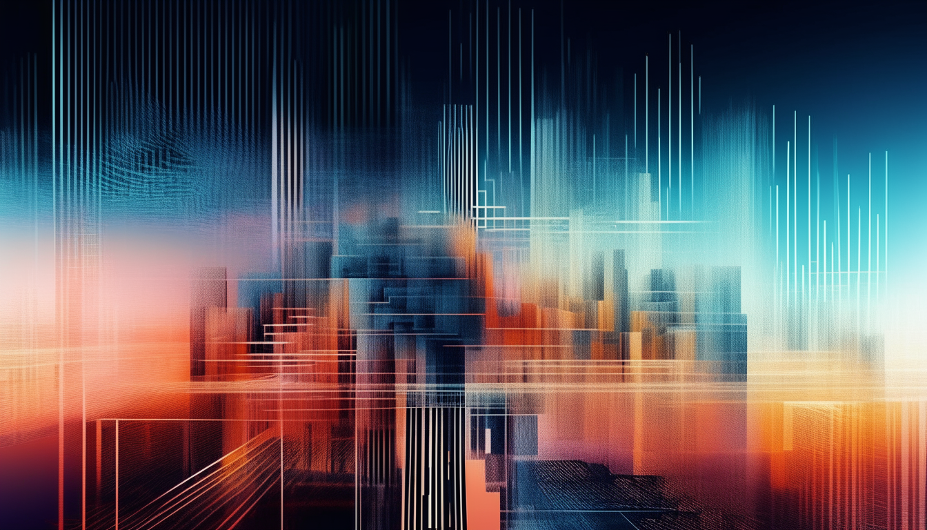 an abstract image of a city with lines being revealed through a color gradient