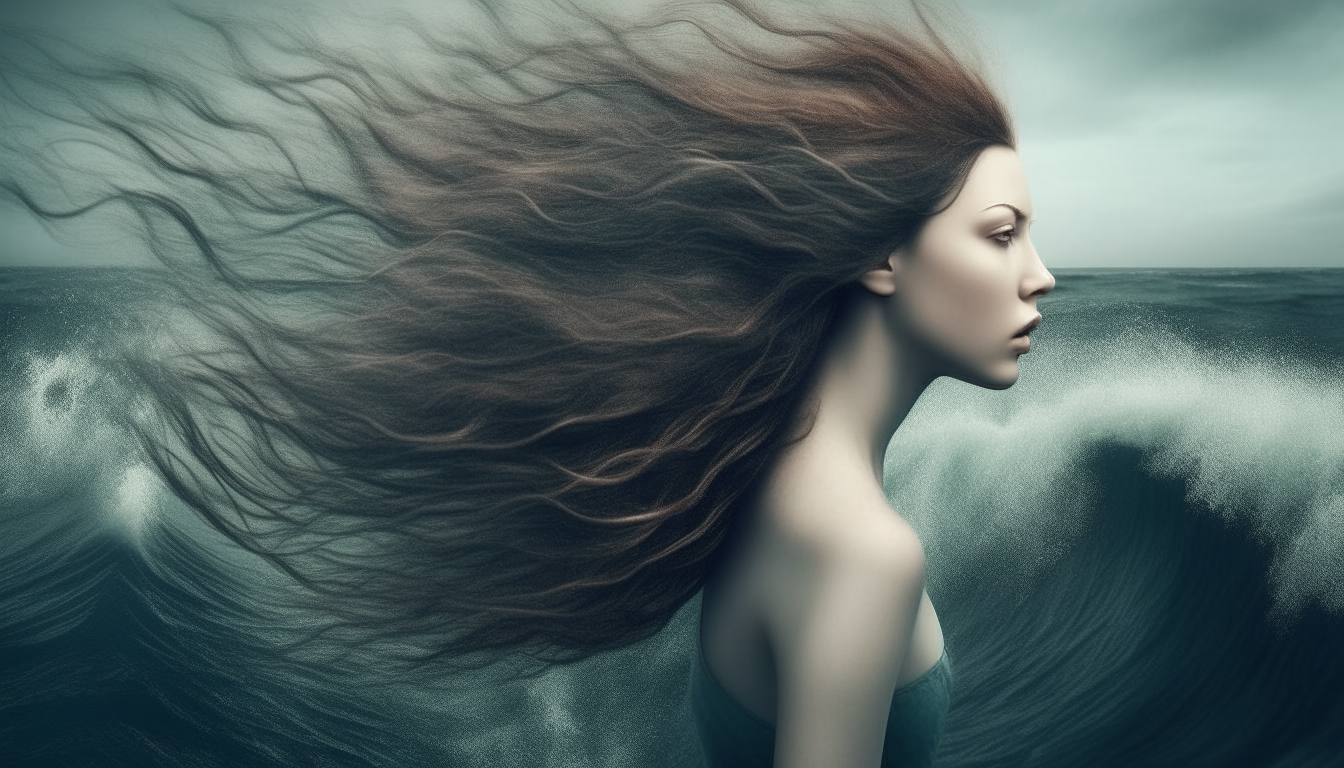 woman's hairs like a ocean. surreal