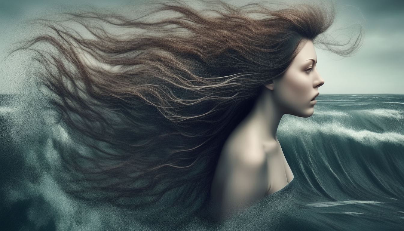 woman's hairs like a ocean. surreal