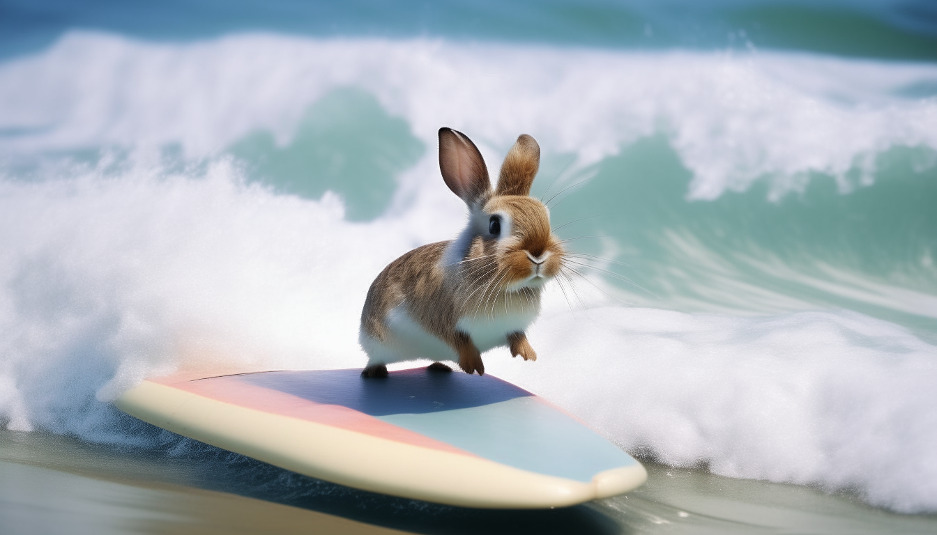 surfer bunny surfing on sea