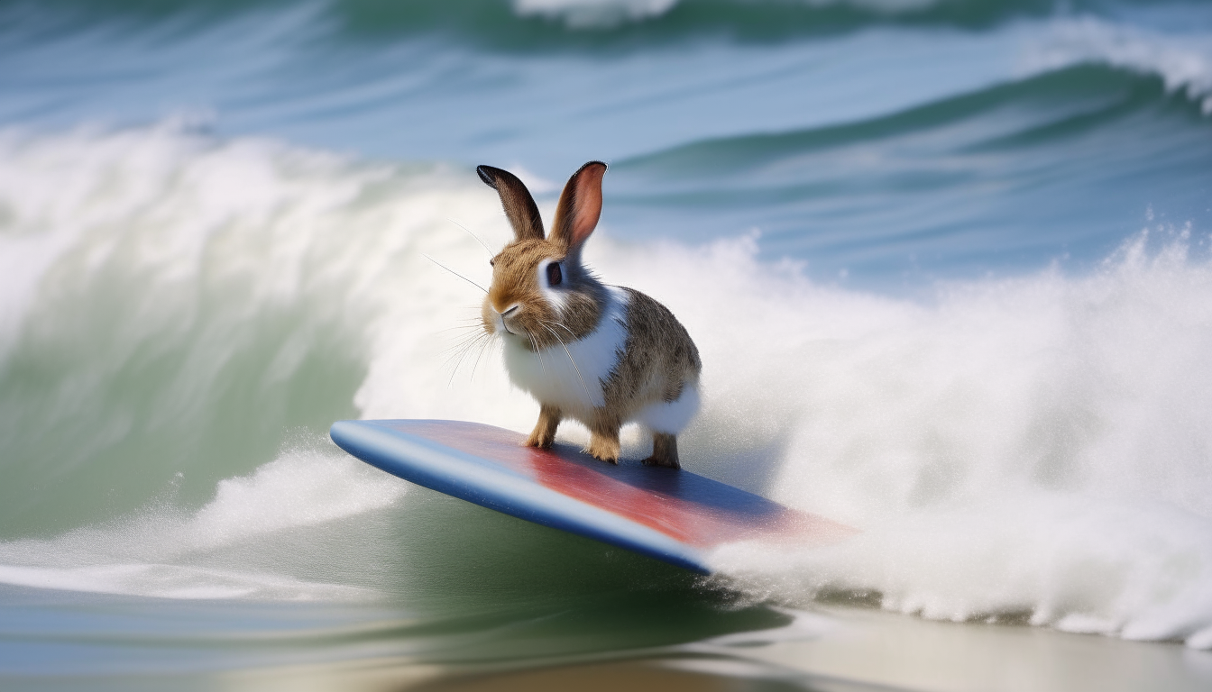 surfer bunny surfing on sea