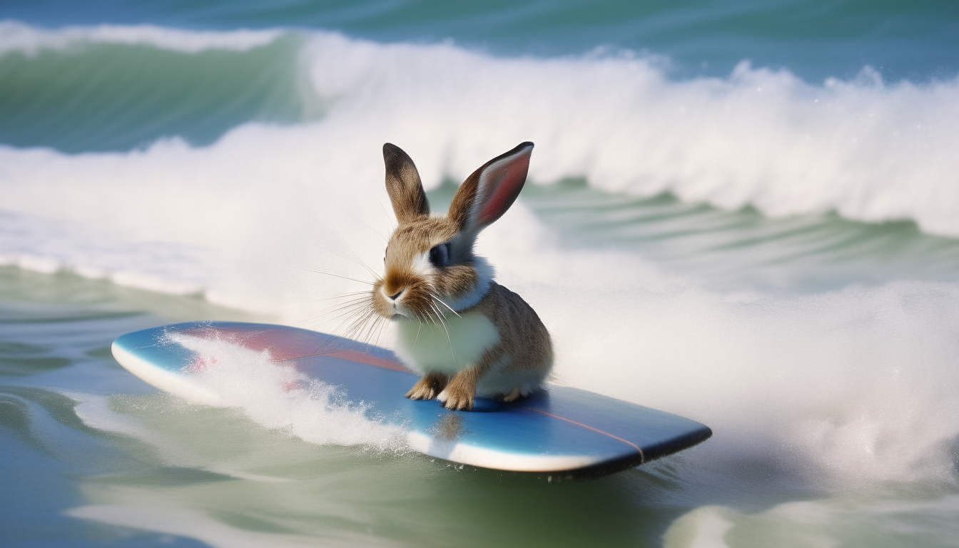 surfer bunny surfing on sea