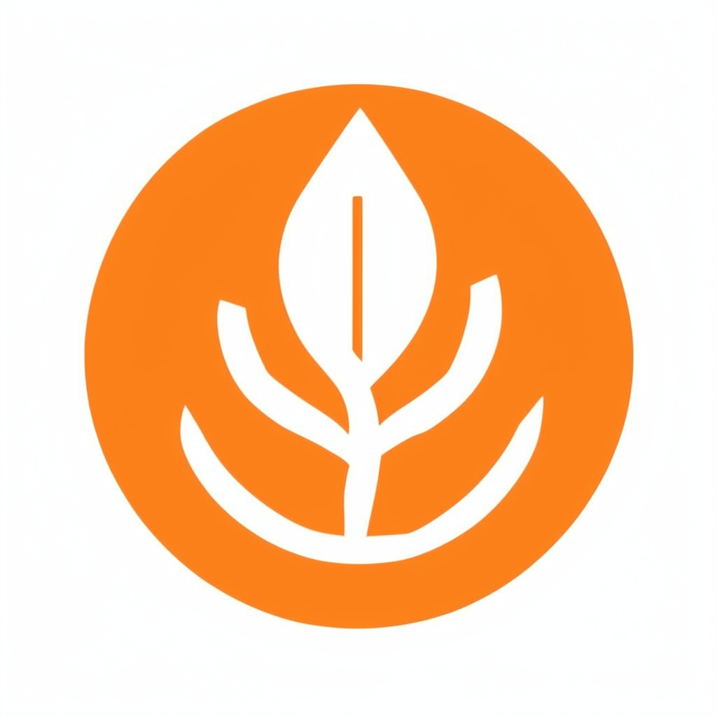 A simple symbol representing health and wellness, in shades of orange