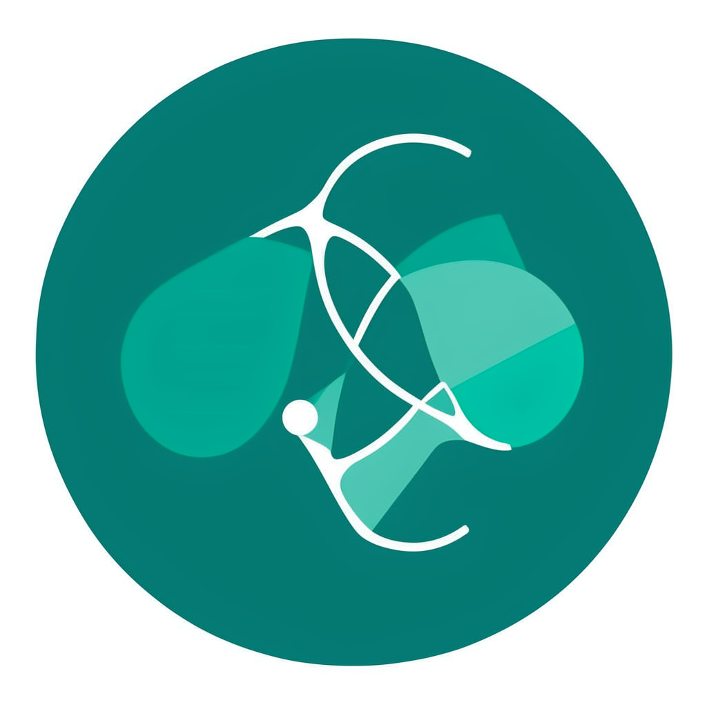 A simple symbol representing travel and networking opportunities, in shades of teal