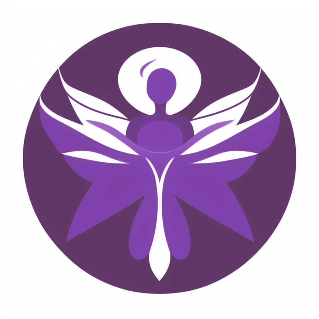 A simple symbol representing knowledge and self-care, in shades of purple